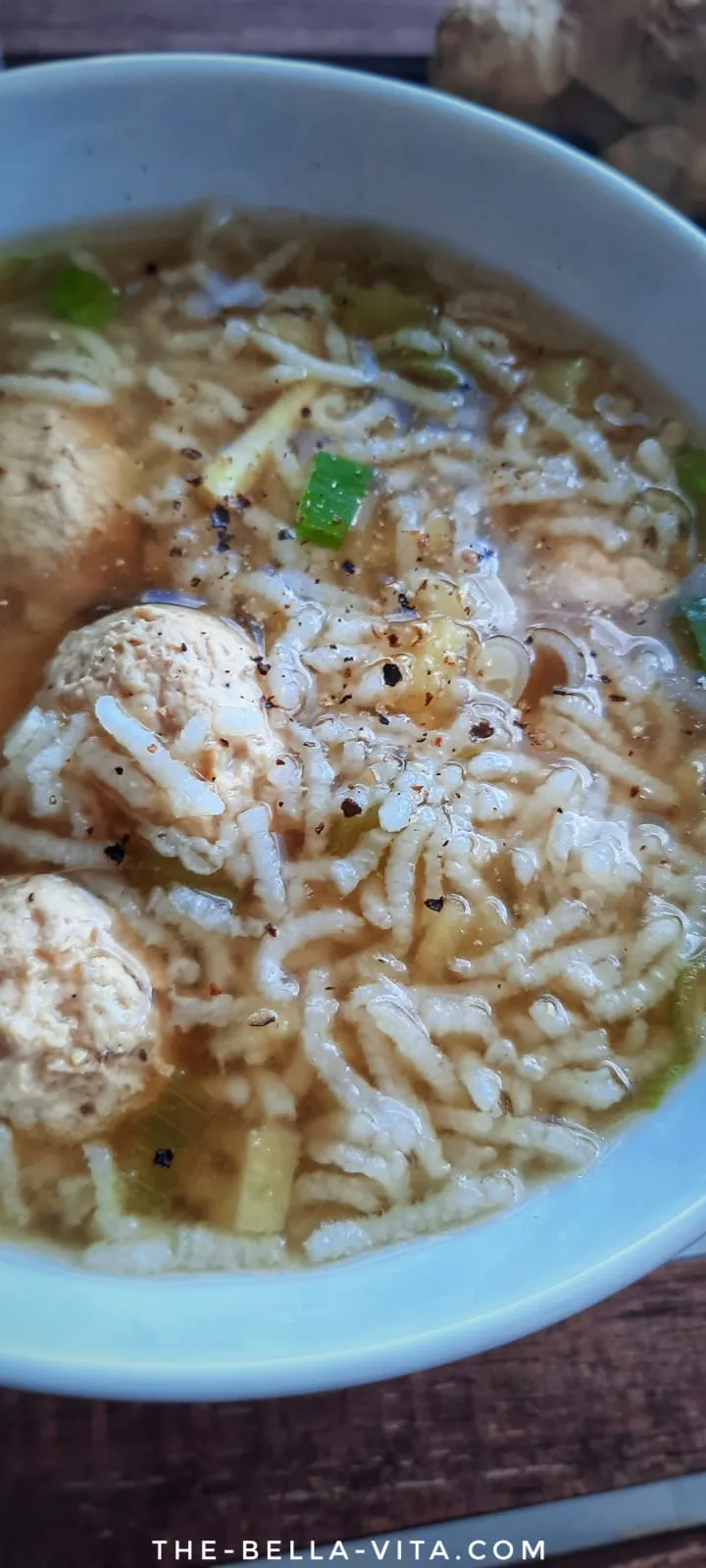 Rice Porridge with Tasty Pork Meatballs