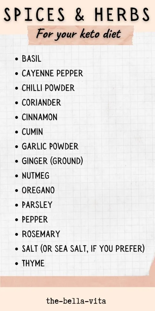 keto diet food list spice & erbs