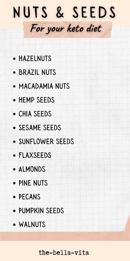 keto diet food list nut & seeds