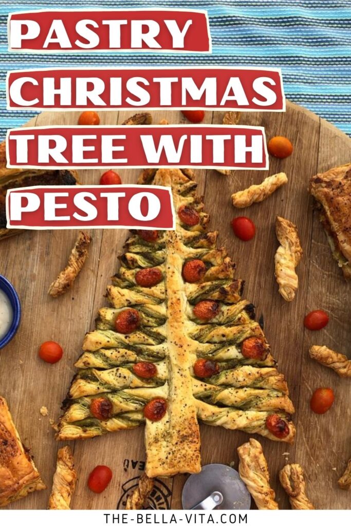 pastry christmas tree with pesto