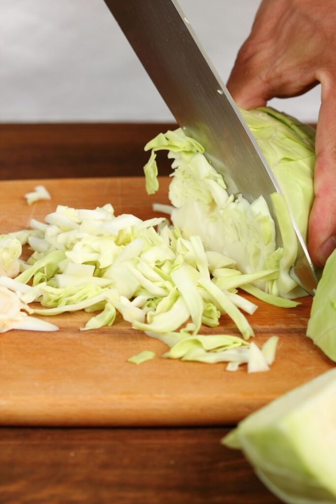 cut cabbage for stir fry