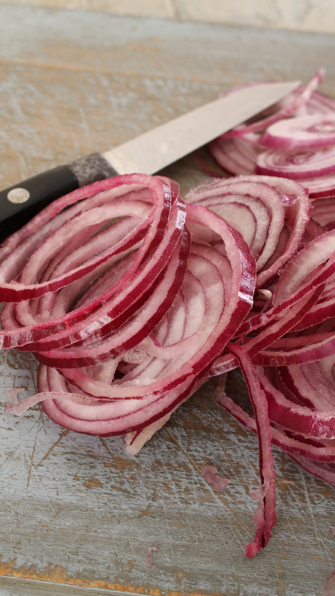 sliced onions for italian potato salad