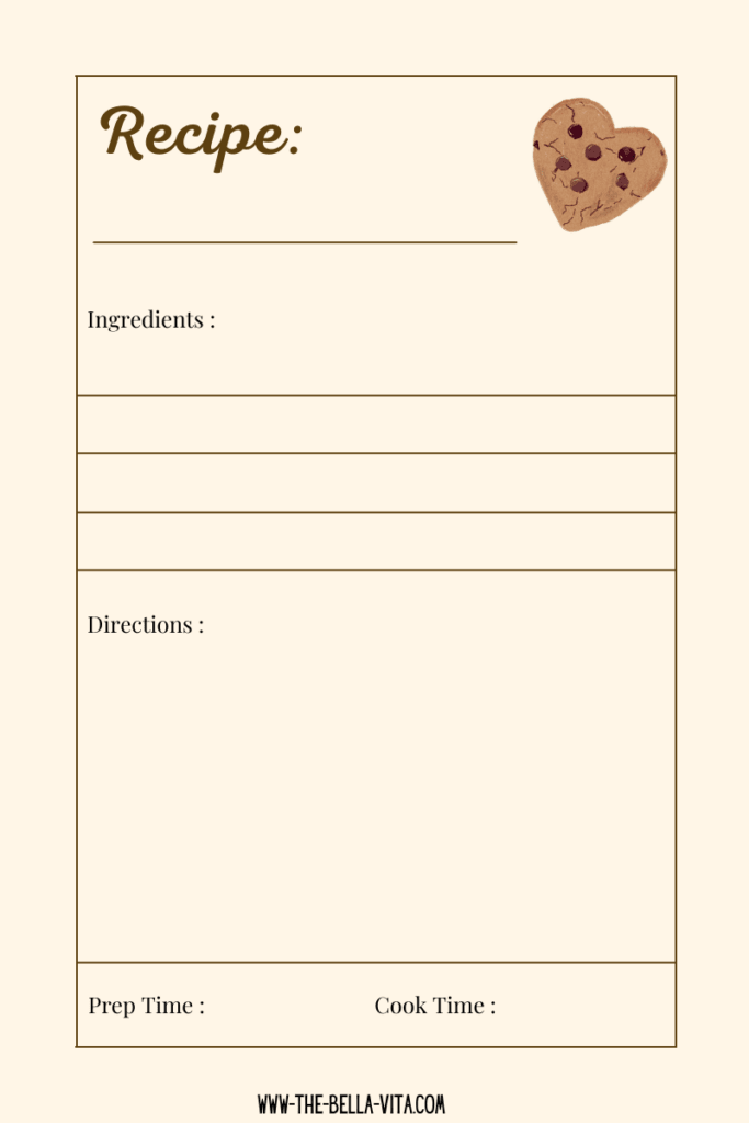 recipe card for cookie recipes