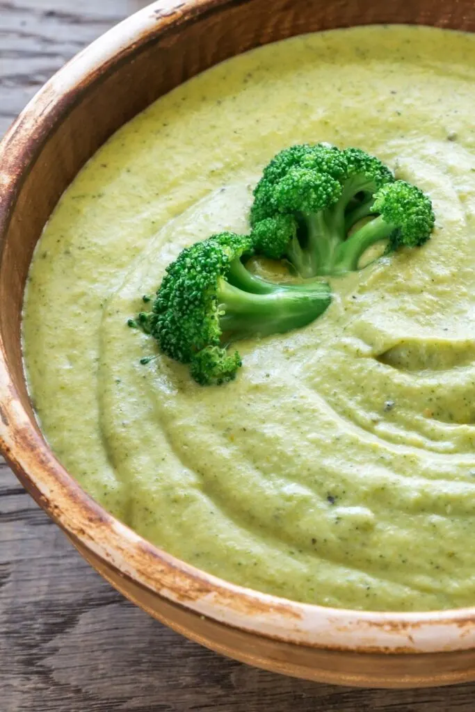 creamy broccoli soup in a bowl