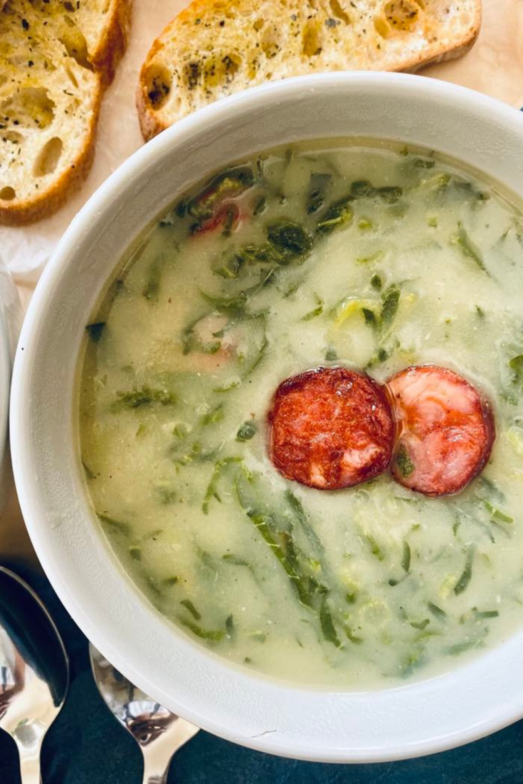 bowl of soup caldo verde