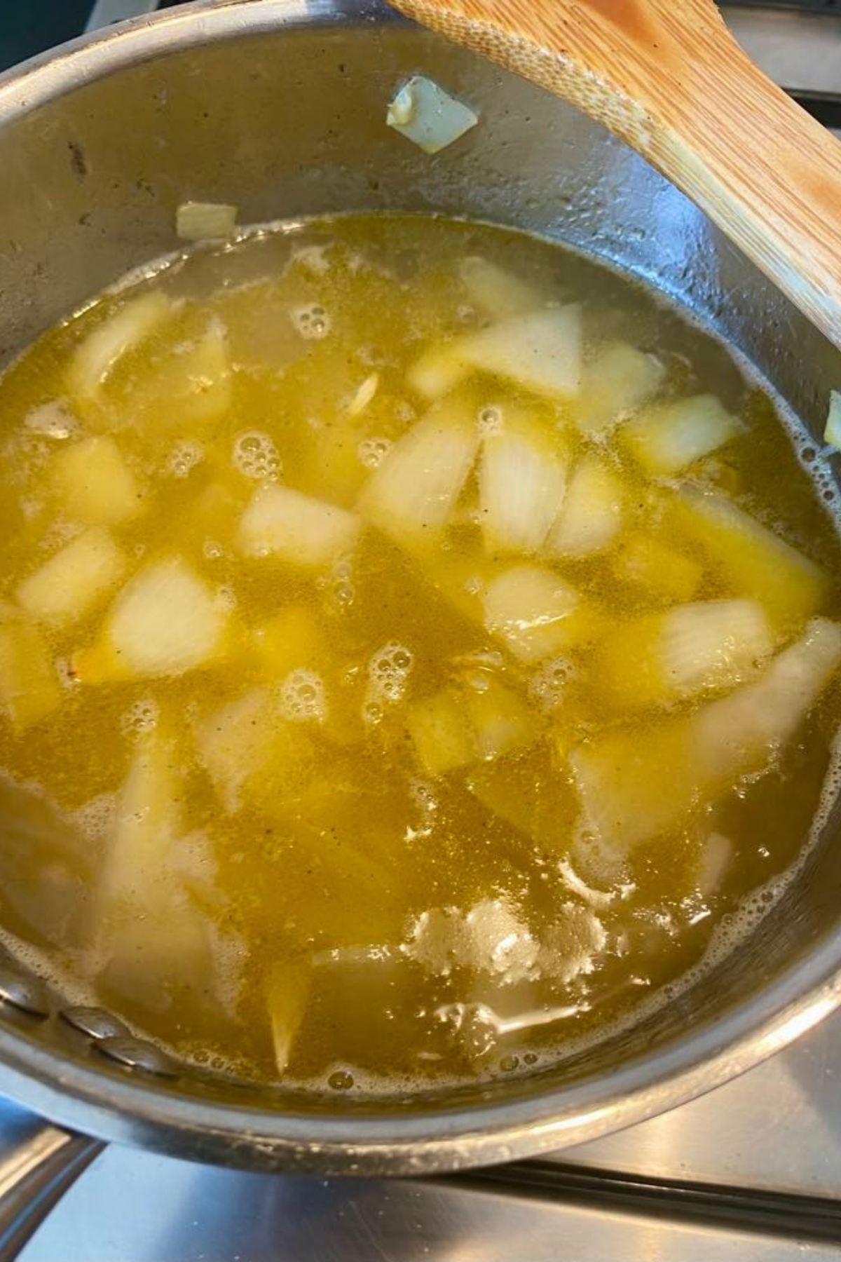 prepare the broth for caldo verde soup