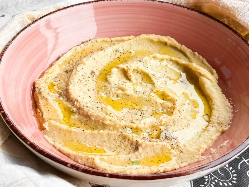 homemade hummus in a plate