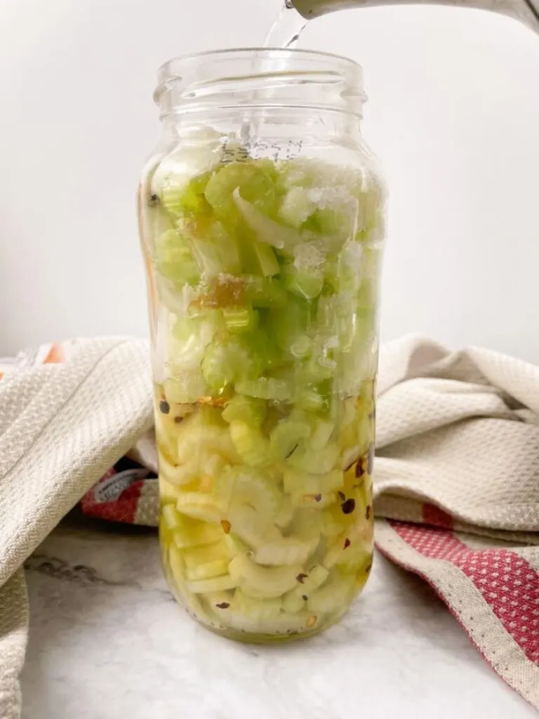 add hot water to the celery
