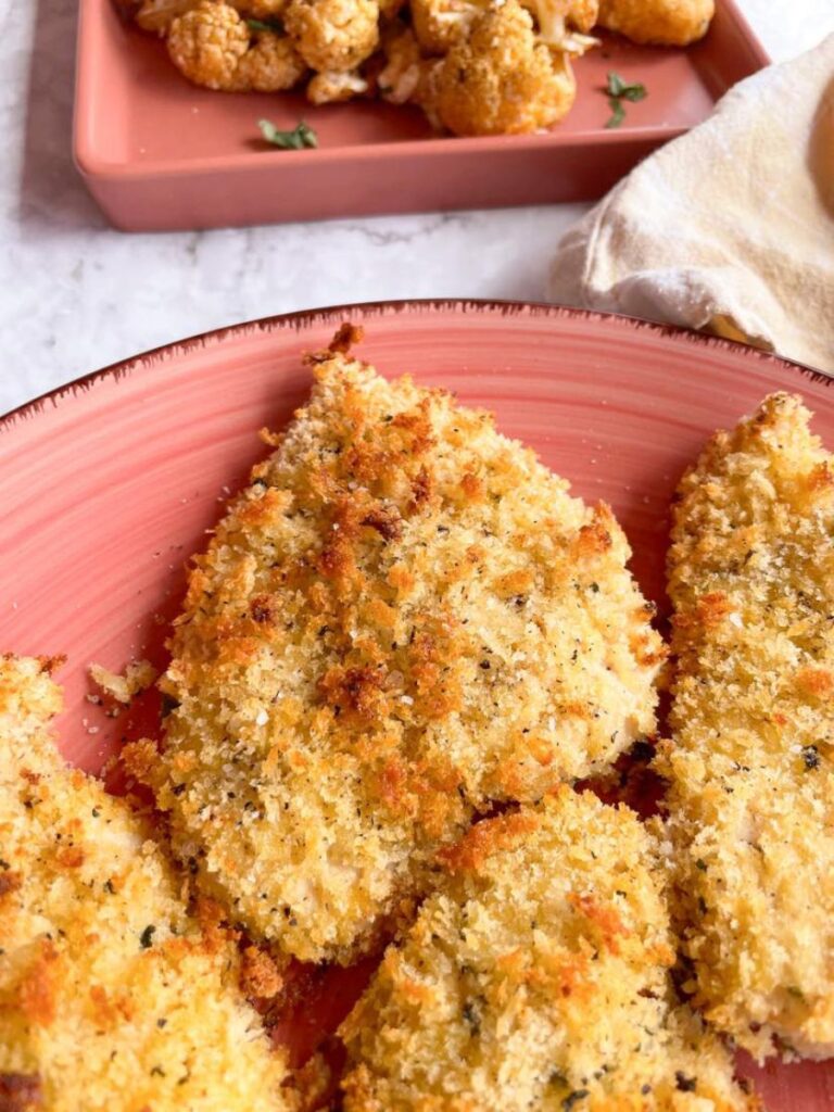 crispy baked panko chicken with side dish