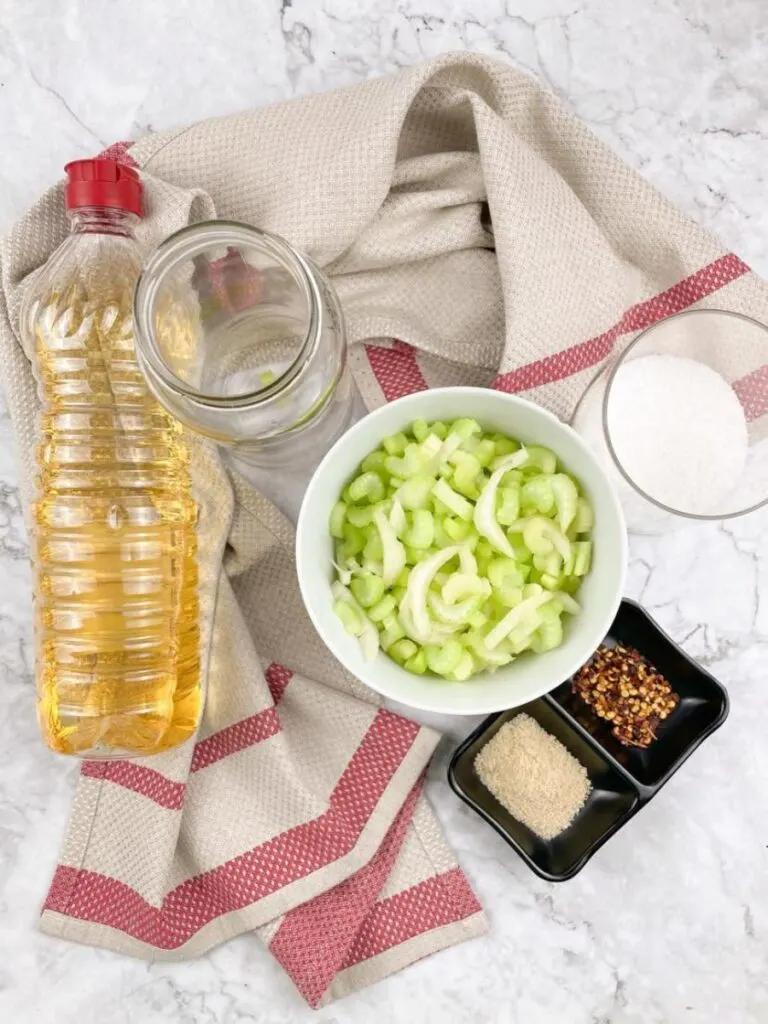 ingredients for quick pickled celery recipe