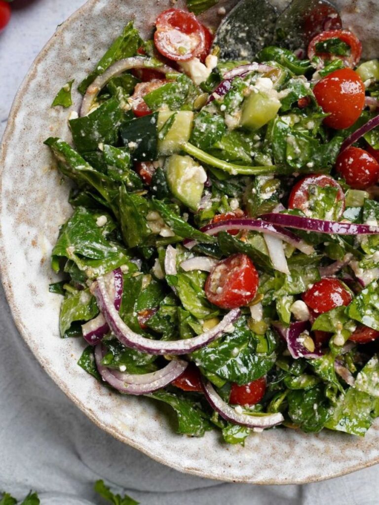 Spinach Tomato Salad with Feta Cheese