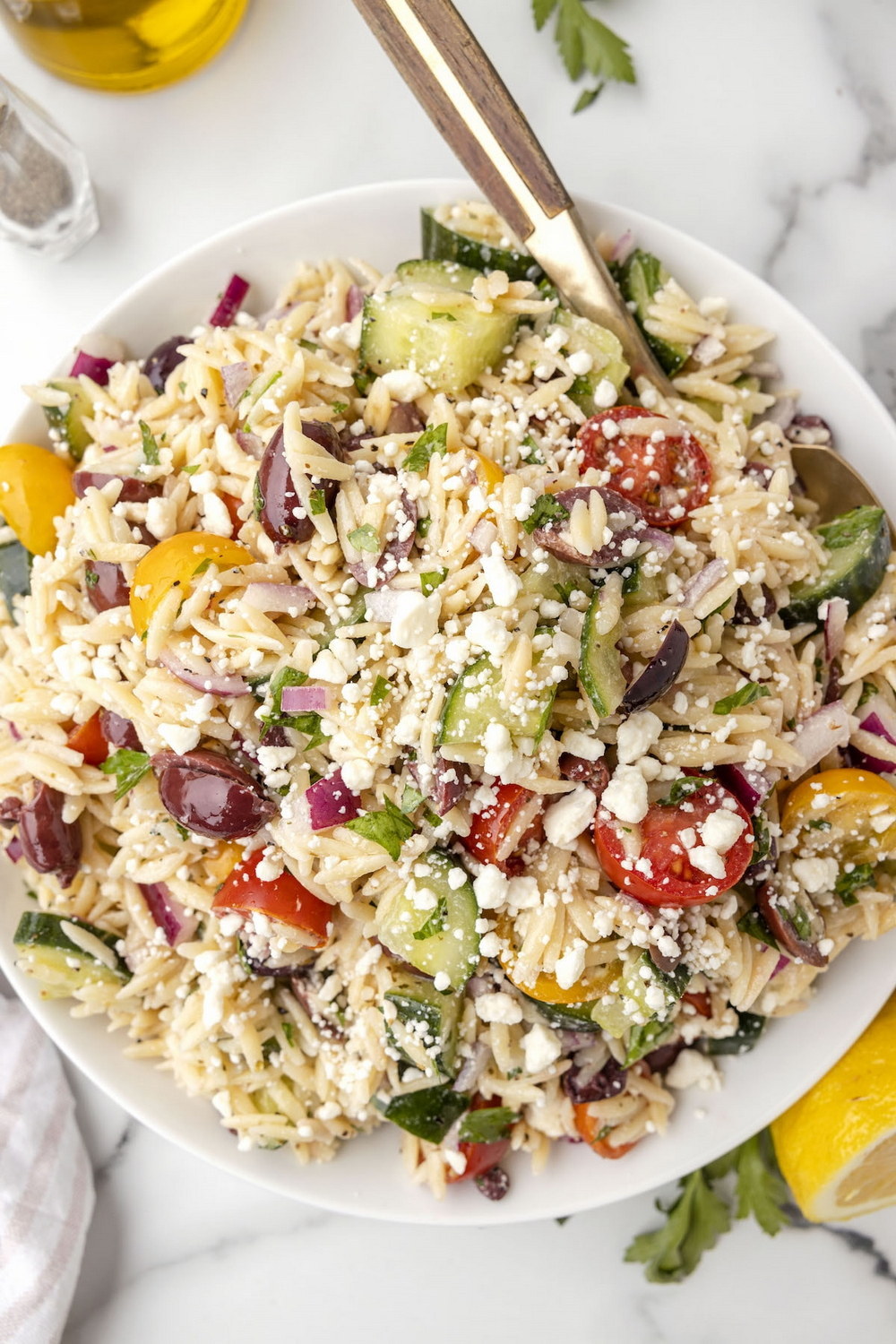 Greek Lemon Orzo Salad With Feta