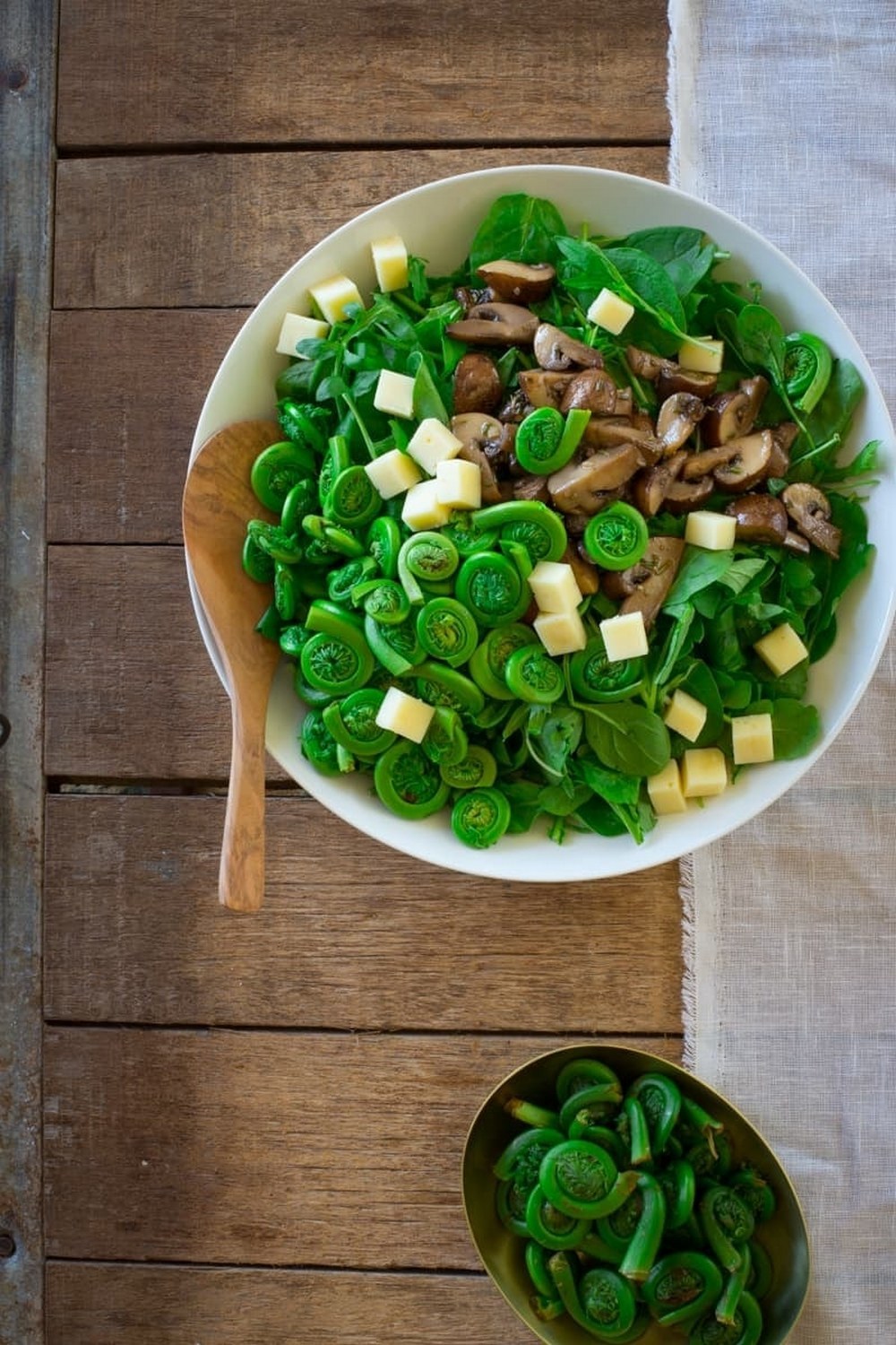 Marinated Mushroom Fiddlehead Salad Swiss Cheese