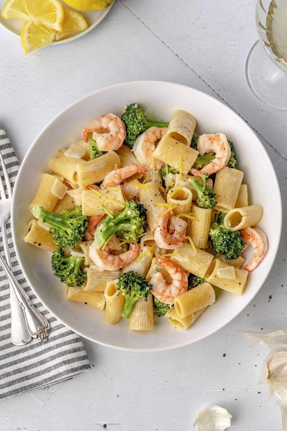 Creamy Lemon Broccoli Pasta With Shrimp