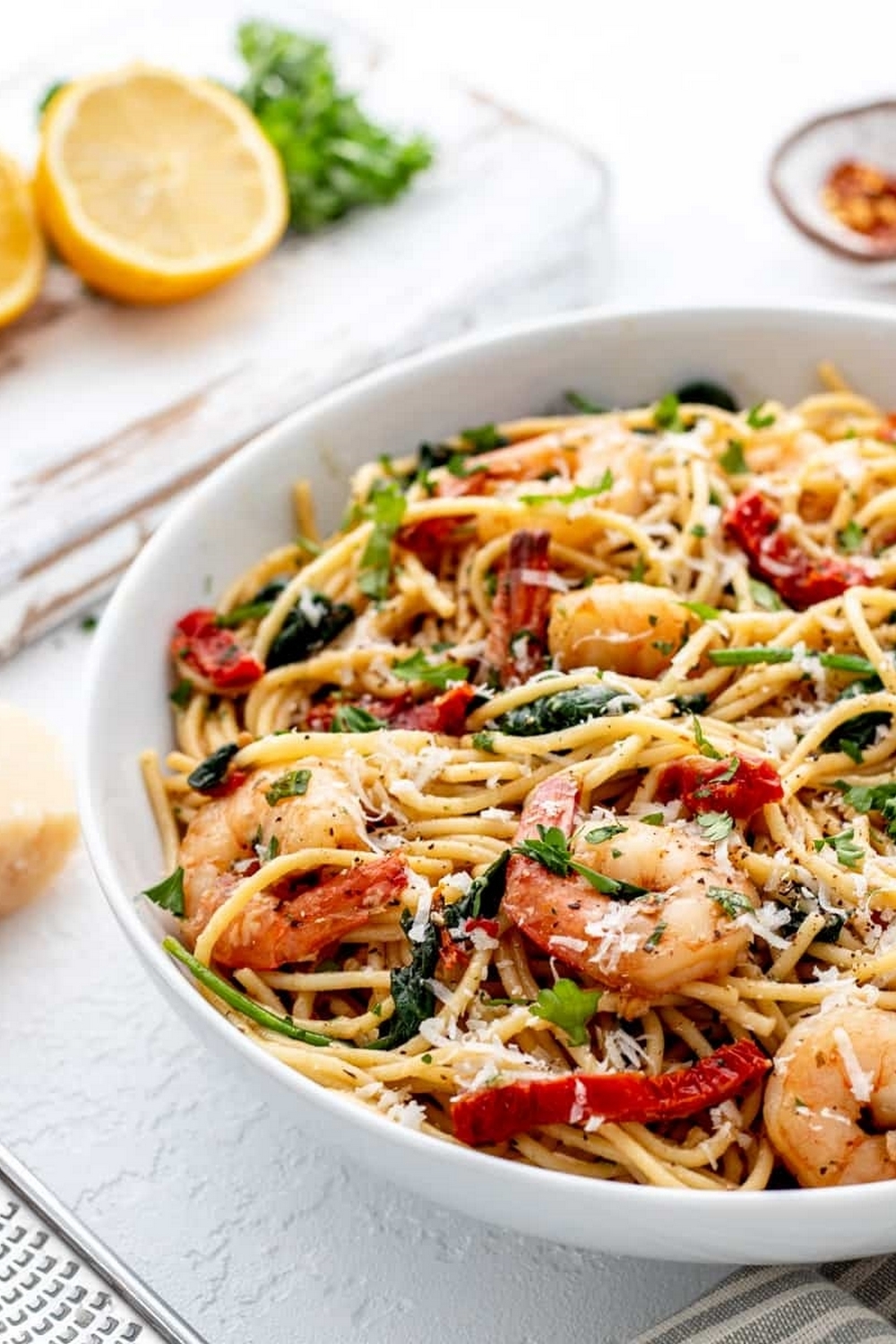 Lemon Garlic Parmesan Shrimp Pasta