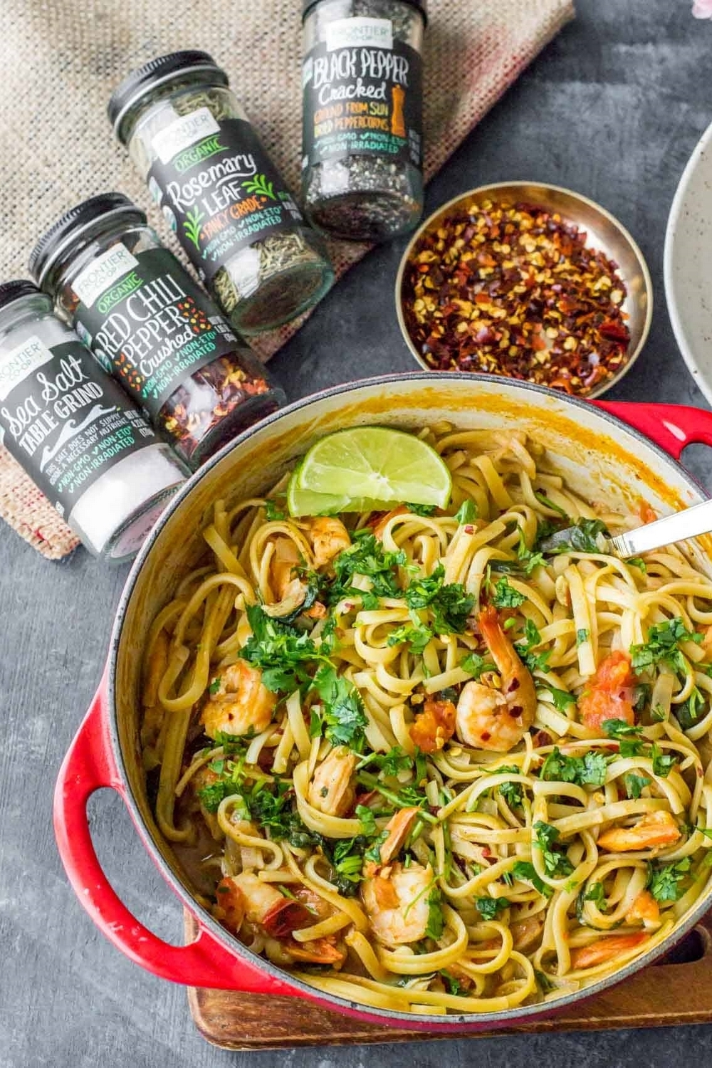 One Pot Creamy Curry Pasta Shrimp