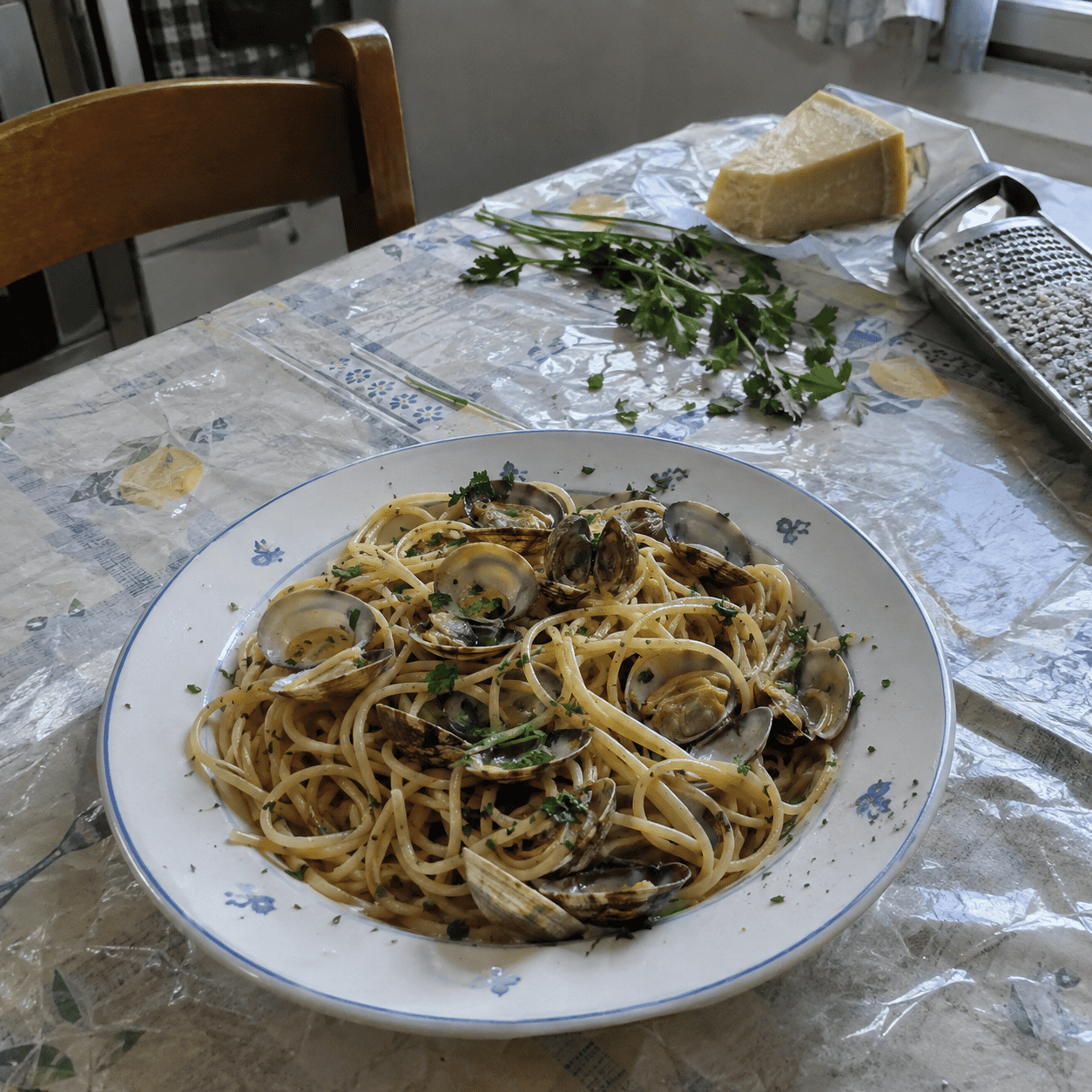 No cheese on seafood pasta