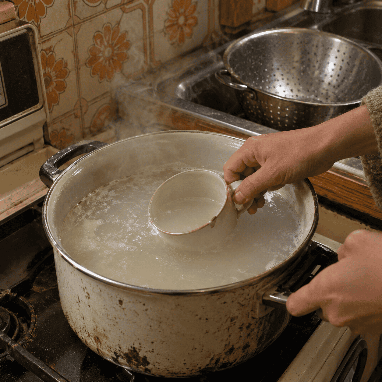 Pouring the pasta water straight down the drain