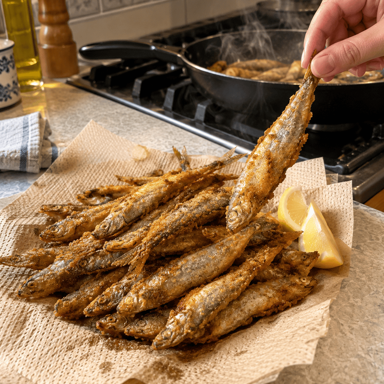 Fried Smelts, Eaten Whole, Heads and All