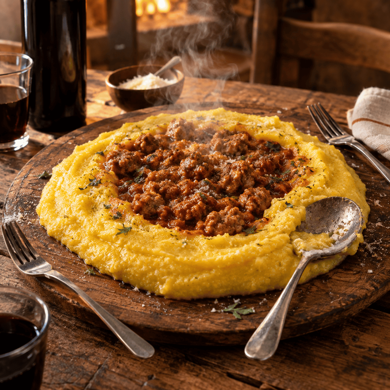 Polenta Gets Poured Straight Onto the Board