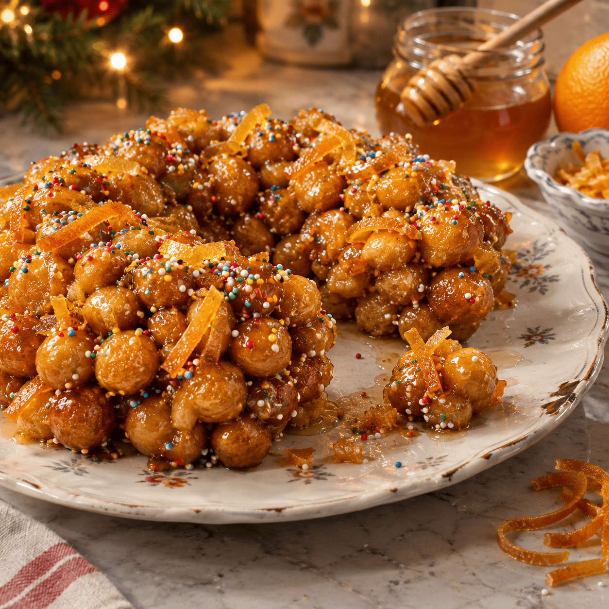 Struffoli Gets Built Into a Wreath
