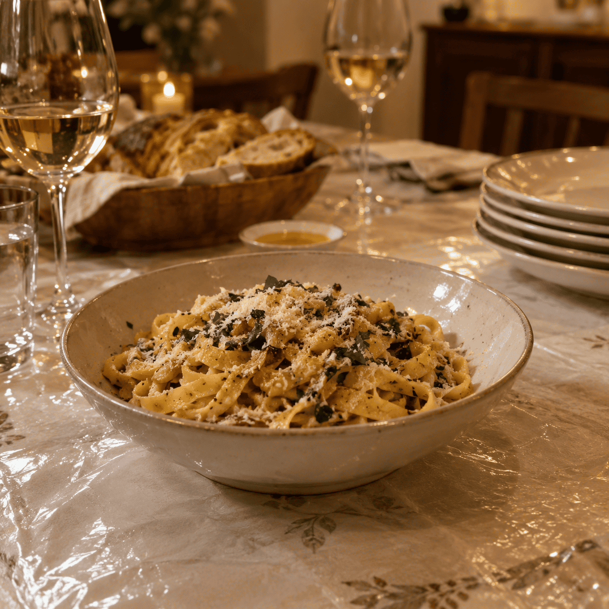 Serving the pasta as a side dish next to the meat