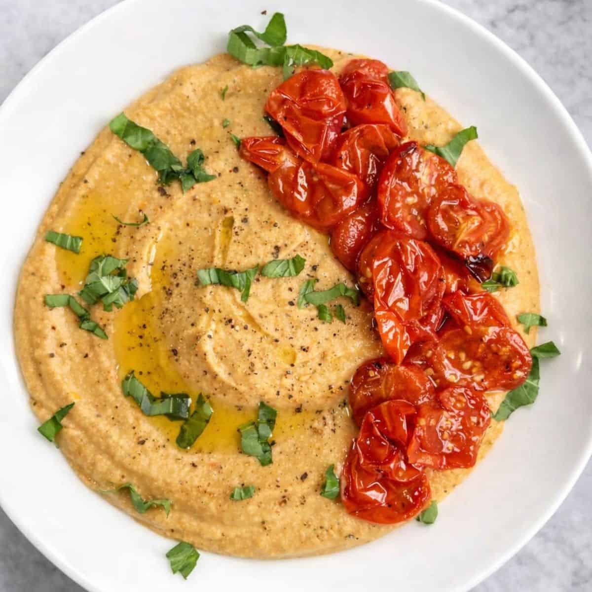 Roasted Tomato Hummus Recipe (Easy, No Tahini)